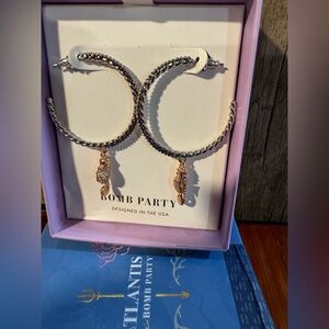 Bomb Party Atlantis Collection RBP5988 Hoop Seahorse Earrings. Silver/Gold